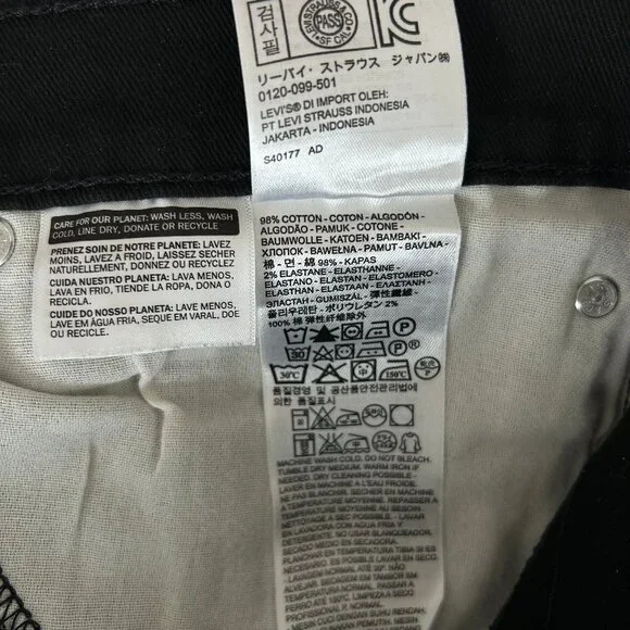 Levi's 541 Black Athletic Taper Jeans Black Stretch Denim Men's Size 34/32 - Picture 6 of 9